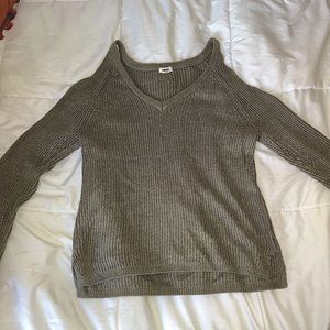 Garage Green Cut Out Shoulder Sweater